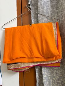Vibrant Orange Embroidered Saree