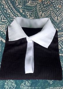 Chic Black Ribbed Polo Dress
