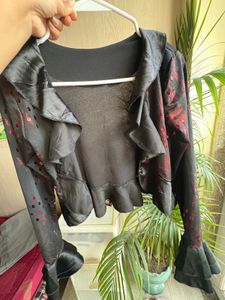 Elegant Black &amp; Red Embellished Blouse
