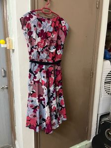 Floral Print Dress with Belt