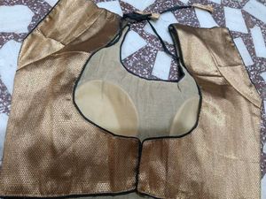 Golden Readymade Saree Blouse