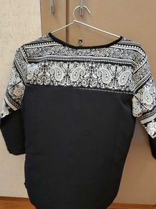 Black short Kurta/Top with Elephant Print