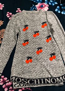 Cute Cherry Embroidered Sweater