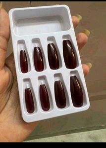 Savana Burgundy Coffin Press-On Nails set of 10