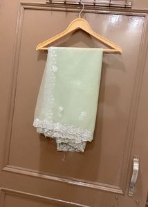 New Elegant Mint Green Embroidered Dupatta