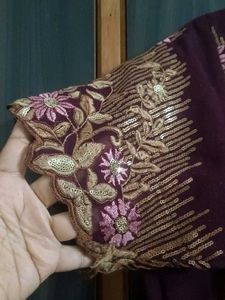 Maroon Ethnic Gown with Gold Embellishments