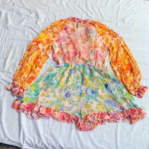 Boho Floral Print Mini Dress