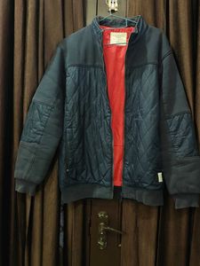 Navy Quilted Bomber Jacket