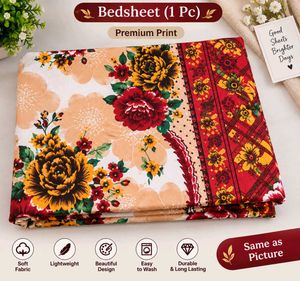 Beautiful Floral Printed Bedsheet with 2 Pillow Co