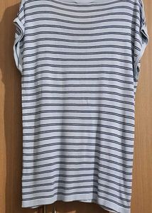 Striped V-Neck Casual Blue Top