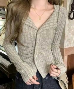 y2k ribbed grey top