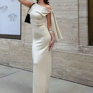 Off White Solid Tie Up Maxi Dress