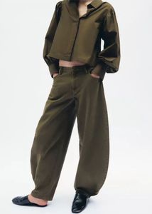 ZARA Olive Green Wide Leg Pants