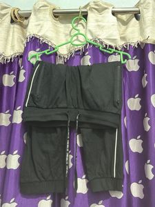 Black Joggers with White Stripe Detail