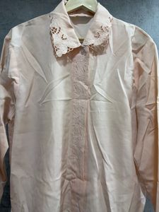 Elegant Peach Embroidered Shirt
