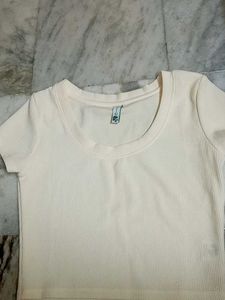Newme asia Cream Ribbed Knit Top