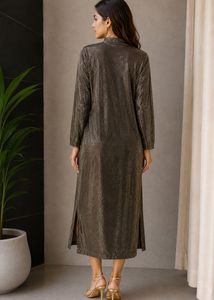 Sparkling Cutout Neck Midi Dress