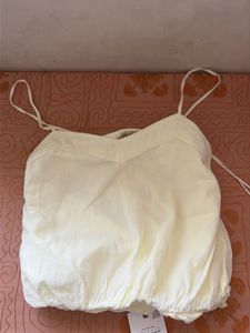 ZARA Butter yellow linen top