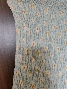 Light Blue Smocked Floral Tube Top