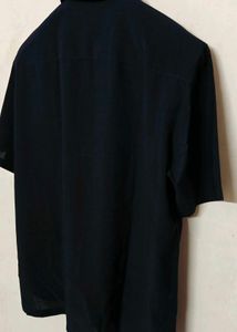 Men's Navy Blue Short Sleeve Button-Up T Shirt