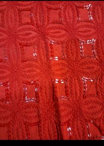 Red Chikenkari Kurta