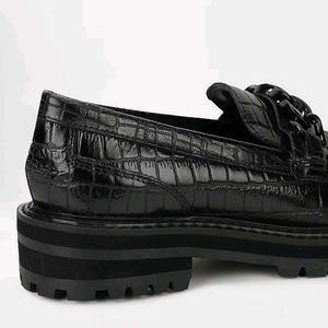 Marks &amp; Spencer Pure Leather Black Croc Loafers
