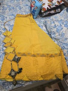 Yellow Embroidered Ethnic Skirt with blouse