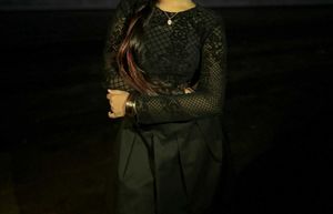 Sheer Black Long Sleeve Crop Top