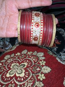 Red &amp; Gold Chura Bangles Set