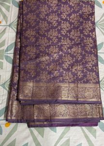 Elegant Purple Silk Brocade Saree