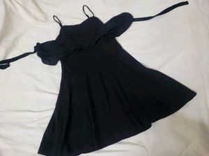black mini skater dress