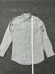 Uniqlo Light Gray Linen Long Sleeve Shirt
