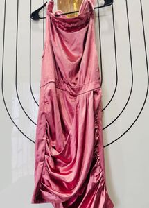Elegant Rose Gold Ruched Dress
