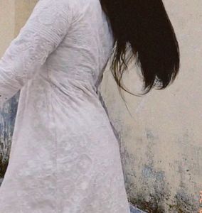 white chickankari anarkali
