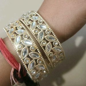 Elegant Gold-Tone Crystal Bangle Set
