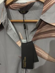 Stylish Grey Floral Print Korean Shirt