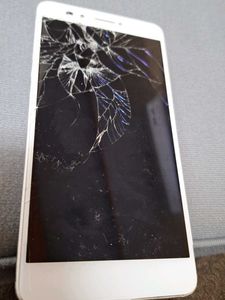 Lava White Smartphone with Cracked Screen