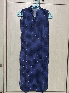 Sleeveless Blue Printed Kurta