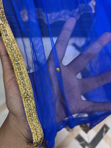 Royal Blue Net Dupatta with Embellishments