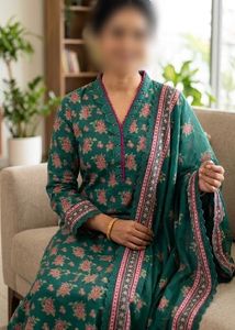 Emerald Green Lawn Cotton Suit Set