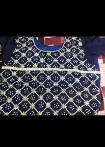 Navy Blue Mirror Work Sharara Set