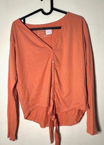 Combo of 2 Full Sleeve Tie-Up Tops | Blue & Peach