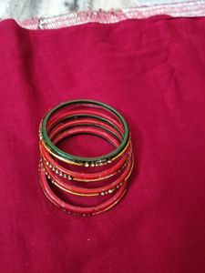 Red &amp; Green Beaded Bangles