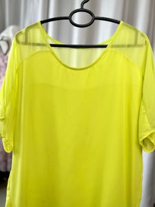 Vibrant Lime Sheer Layered Tunic Top