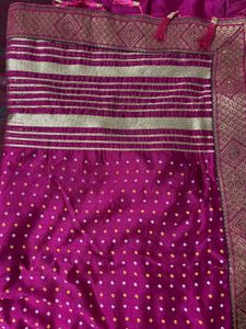 Vibrant Pink Bandhani Saree
