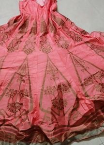 Pink Lehenga Choli with Brown Print