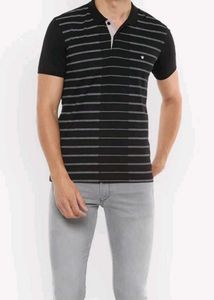 Louis Philippe Men Striped Regularfit Polo T-Shirt