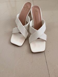 Chic White Cross Strap Heels