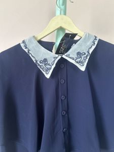 Elegant Navy Blue Layered Top