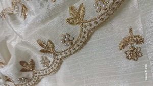 Elegant White Saree with Gold Embroidery